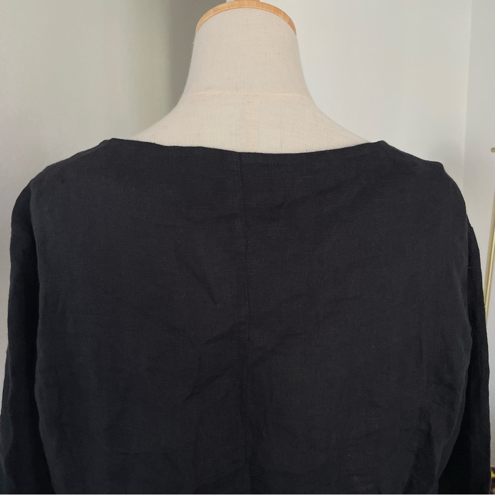 Luukaa Lagenlook Asymmetrical Cut Out Linen Buttoned Top - Picture 8 of 10